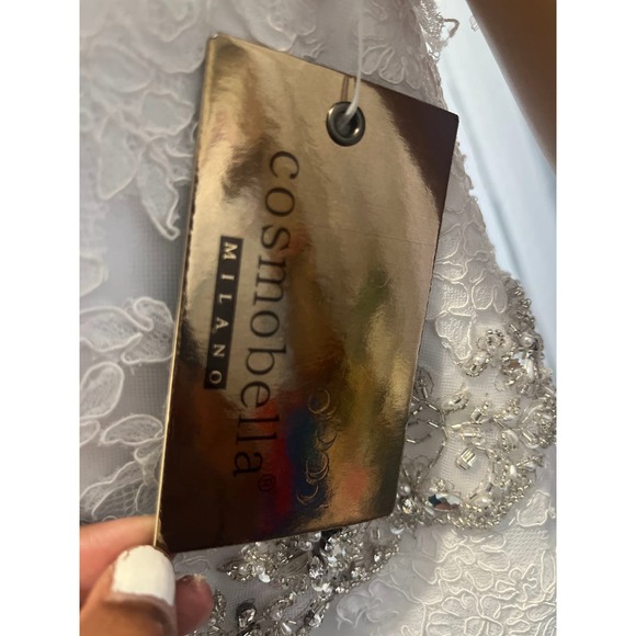 COSMOBELLA Designer Strapless Lace Wedding Dress Mermaid Style Bling Belt - Picture 7 of 10